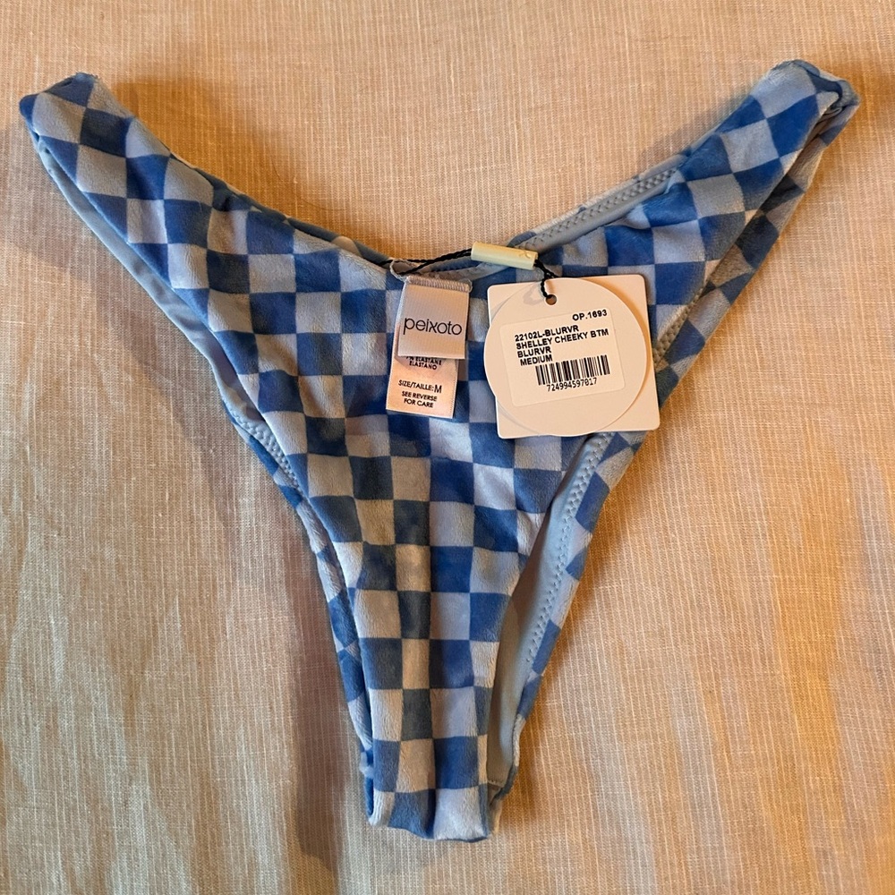 Peixoto Shelley Cheeky Bikini Bottom in Blue Rivera Peach